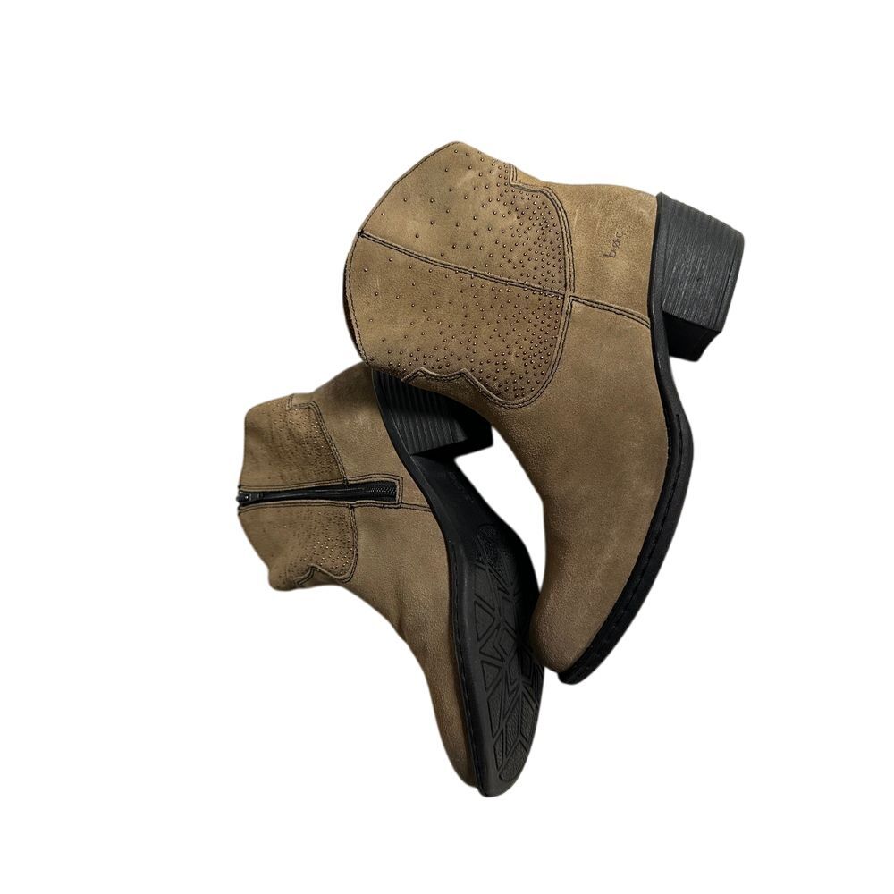 b.o.c. Born Concepts Taupe Suede Ankle Boots Western Perforated Detail Booties - Picture 6 of 8